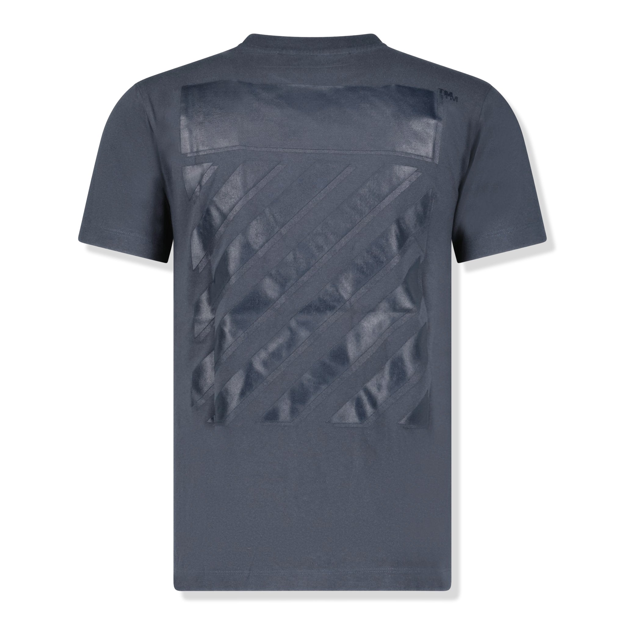 Back view of off-white diagonal stripes t shirt dark grey omaa027s22jer0044646